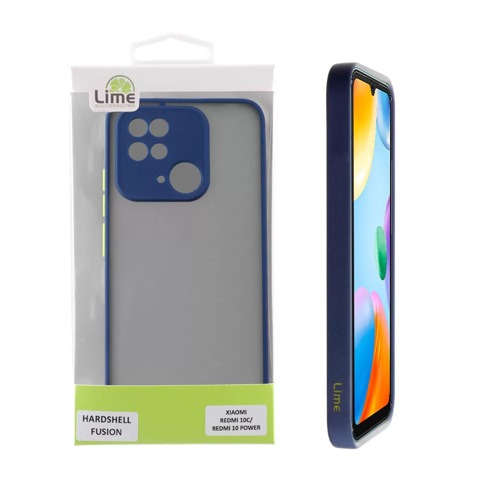 matshop.gr - LIME ΘΗΚΗ XIAOMI REDMI 10C/REDMI 10 POWER 6.71" HARDSHELL FUSION FULL CAMERA PROTECTION BLUE WITH YELLOW KEYS