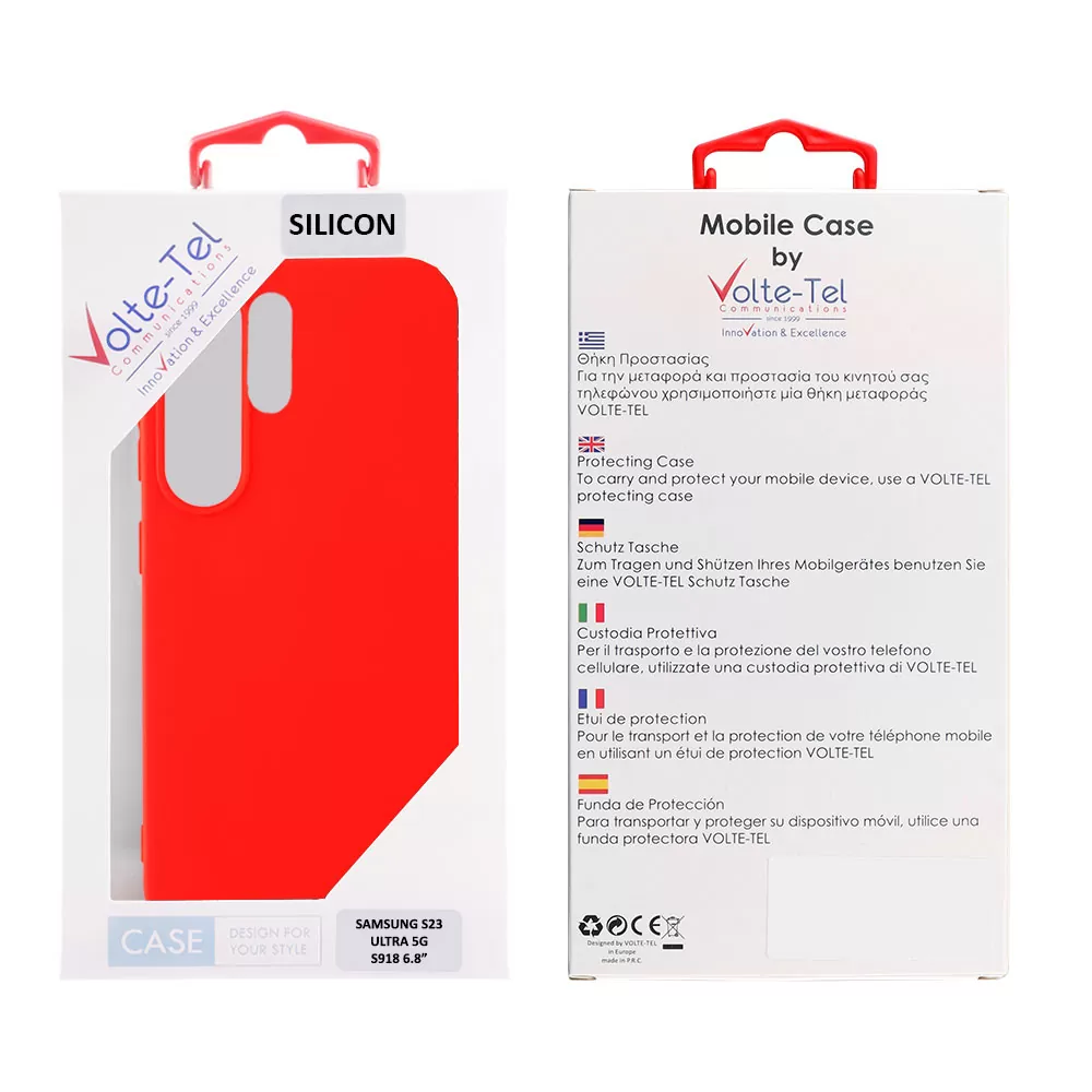 matshop.gr - VOLTE-TEL ΘΗΚΗ SAMSUNG S23 ULTRA 5G S918 6.8" SILICON TPU CAMERA GUARD RED
