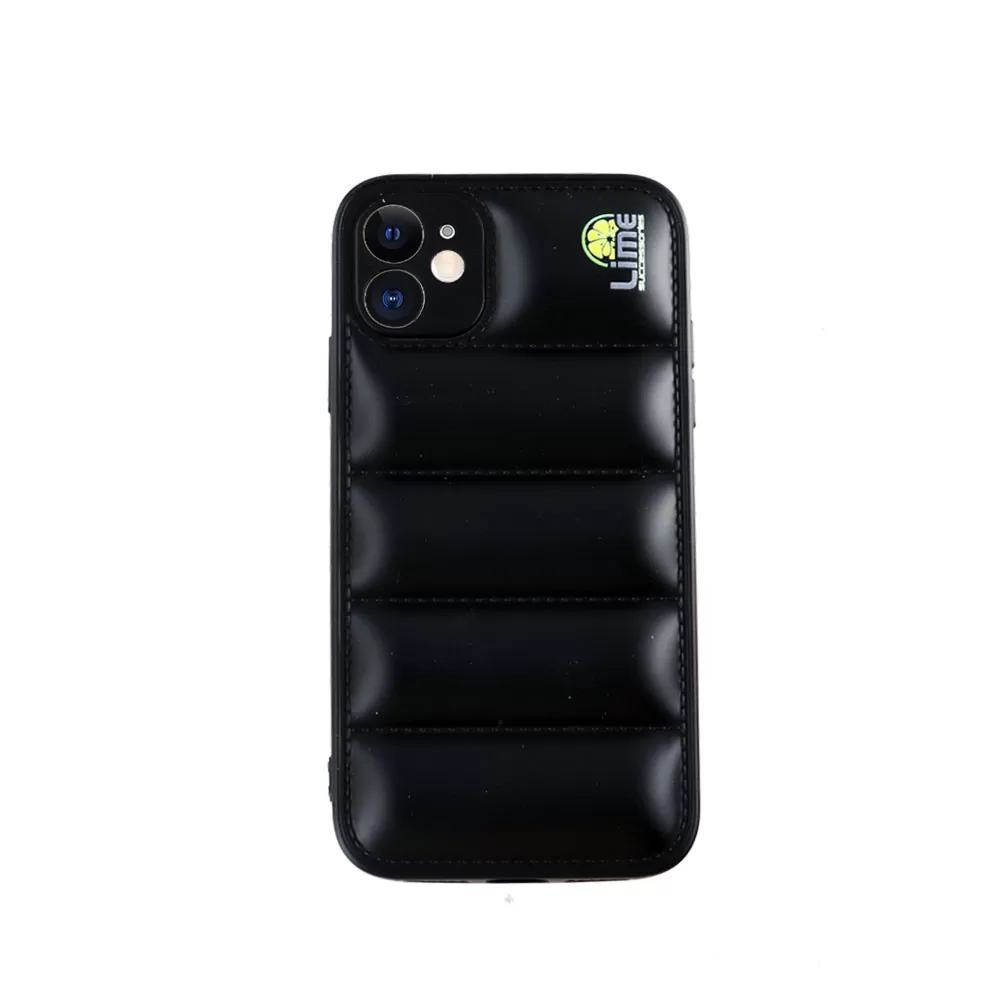 matshop.gr - LIME ΘΗΚΗ IPHONE 12 6.1" BUMPY PUFFER TPU FULL CAMERA PROTECTION BLACK