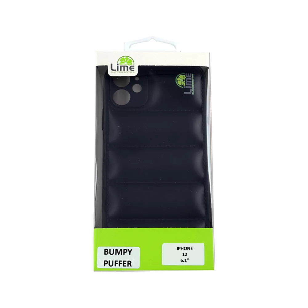 matshop.gr - LIME ΘΗΚΗ IPHONE 12 6.1" BUMPY PUFFER TPU FULL CAMERA PROTECTION BLACK
