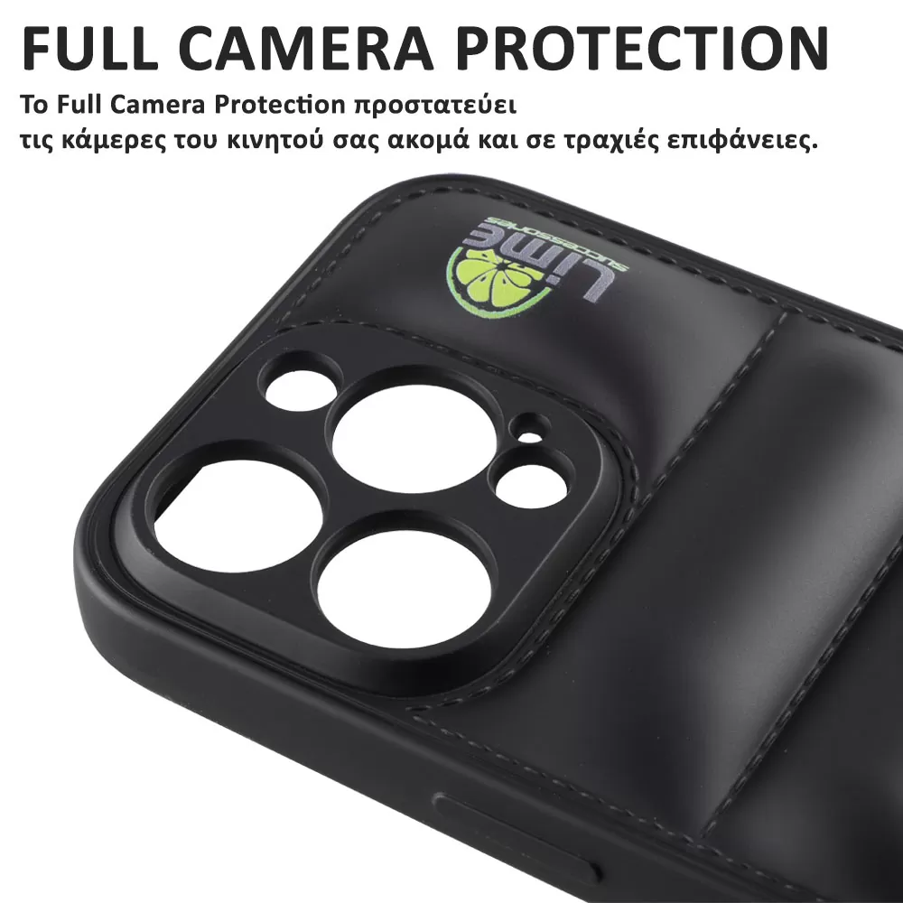 matshop.gr - LIME ΘΗΚΗ IPHONE 14 PRO MAX 6.7" BUMPY PUFFER TPU FULL CAMERA PROTECTION BLACK