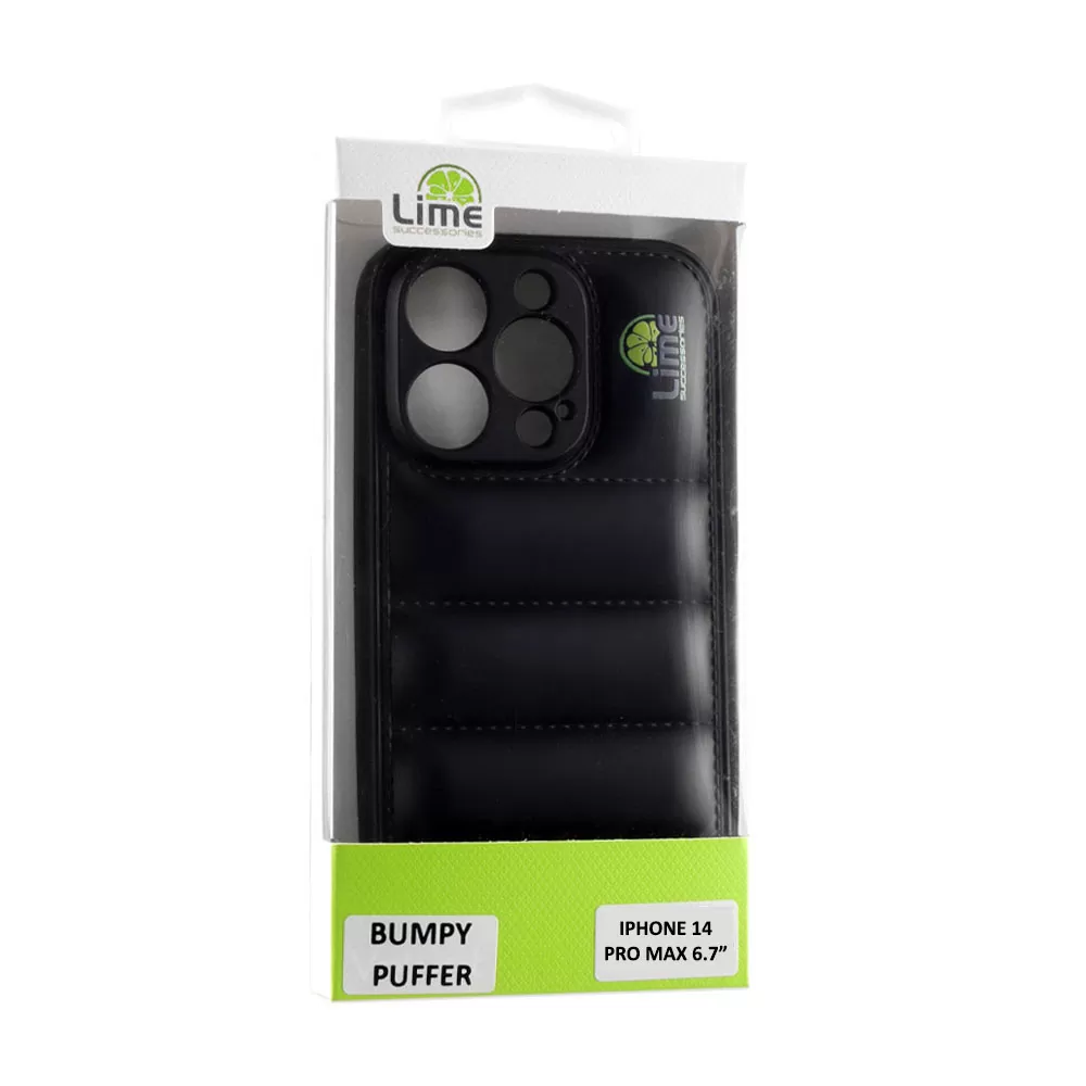 matshop.gr - LIME ΘΗΚΗ IPHONE 14 PRO MAX 6.7" BUMPY PUFFER TPU FULL CAMERA PROTECTION BLACK