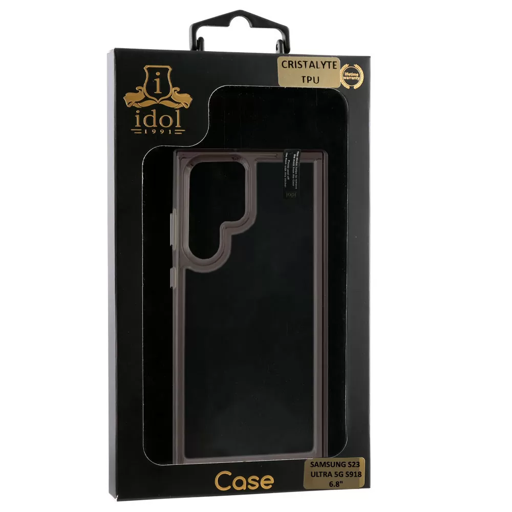 matshop.gr - IDOL 1991 ΘΗΚΗ SAMSUNG S23 ULTRA 5G S918 6.8" CRISTALYTE TPU CAMERA GUARD ΔΙΑΦΑΝΗ ΓΚΡΙ