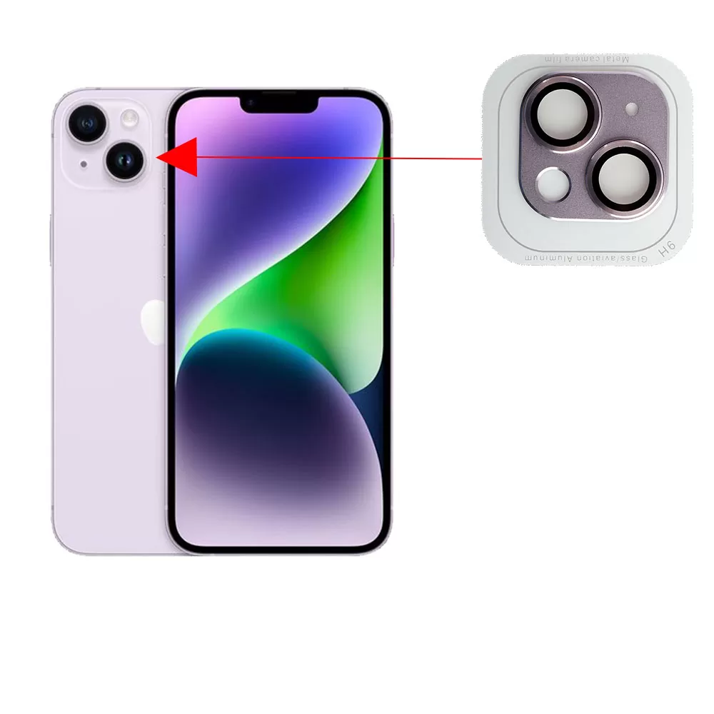 matshop.gr - VOLTE-TEL CAMERA GLASS COVER IPHONE 14 6.1"/14 PLUS 6.7" 9H 0.30MM 3D ALUMINIUM-ELECTROPLATING FRAME PURPLE