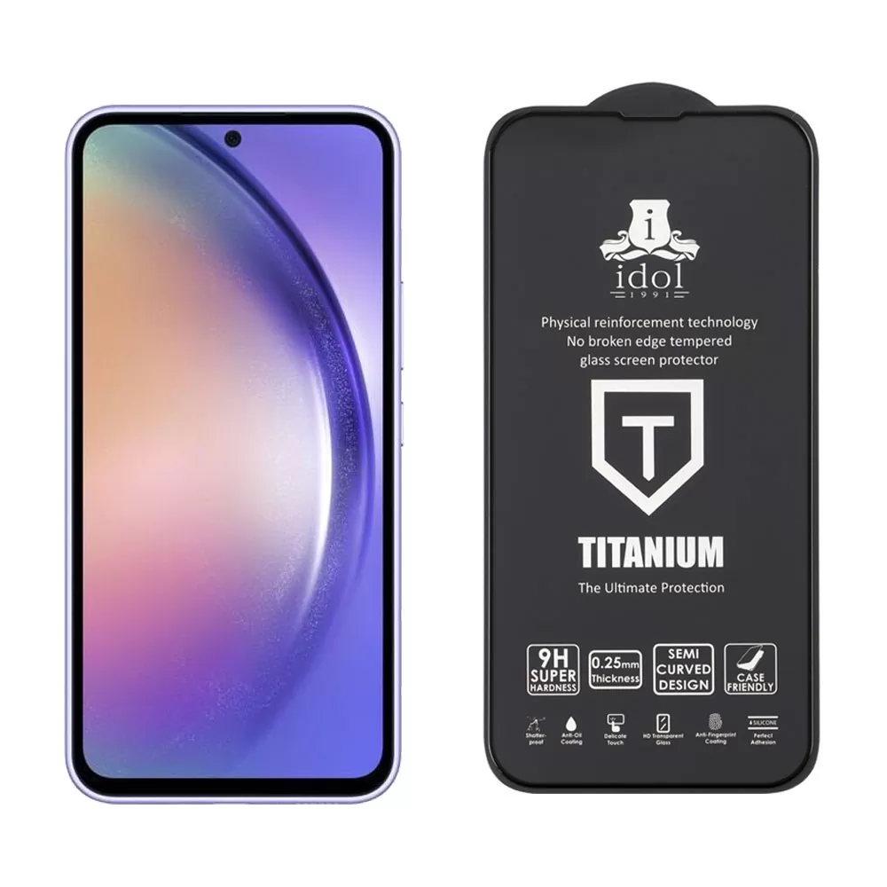 matshop.gr - IDOL 1991 TEMPERED GLASS SAMSUNG A54 5G A546 6.4"  9H 0.25mm TITANIUM SEMI CURVED FULL GLUE BLACK