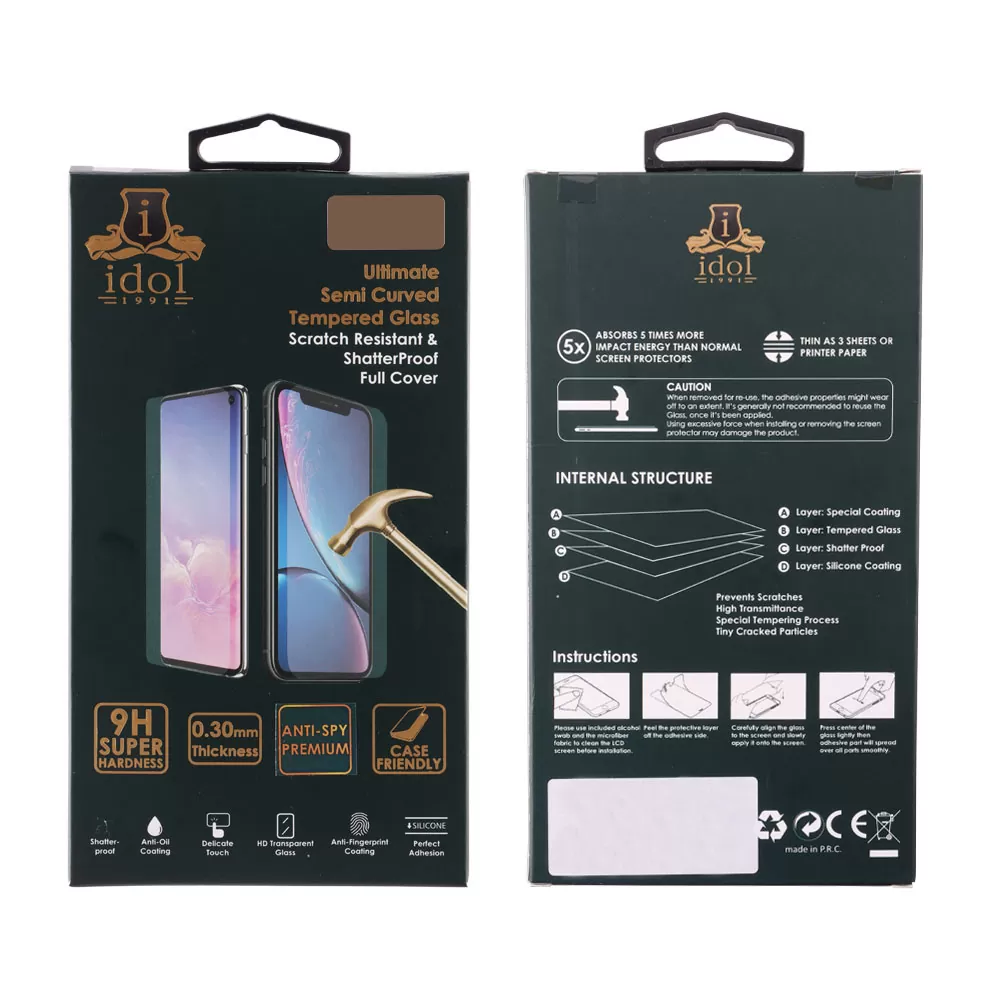 matshop.gr - IDOL 1991 TEMPERED GLASS SAMSUNG A54 5G A546 6.4" 9H 0.30mm PRIVACY ANTISPY SEMI CURVED FULL GLUE BLACK