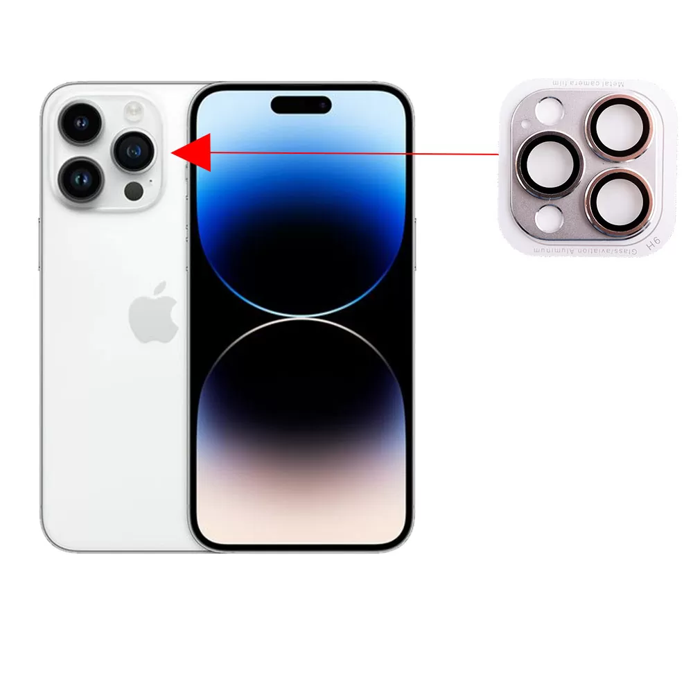 matshop.gr - VOLTE-TEL CAMERA GLASS COVER IPHONE 14 PRO 6.1"/14 PRO MAX 6.7" 9H 0.30MM 3D ALUMINIUM-ELECTROPLATING FRAME SILVER