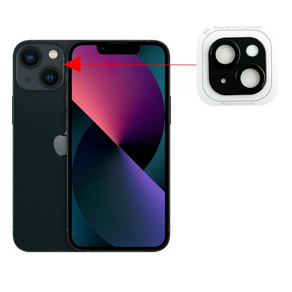 matshop.gr - VOLTE-TEL CAMERA GLASS COVER IPHONE 13 MINI 5.4"/IPHONE 13 6.1" 9H 0.30MM 3D ALUMINIUM-ELECTROPLATING FRAME BLACK