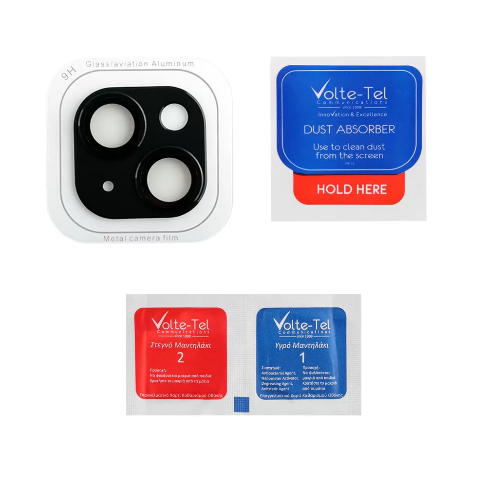matshop.gr - VOLTE-TEL CAMERA GLASS COVER IPHONE 13 MINI 5.4"/IPHONE 13 6.1" 9H 0.30MM 3D ALUMINIUM-ELECTROPLATING FRAME BLACK