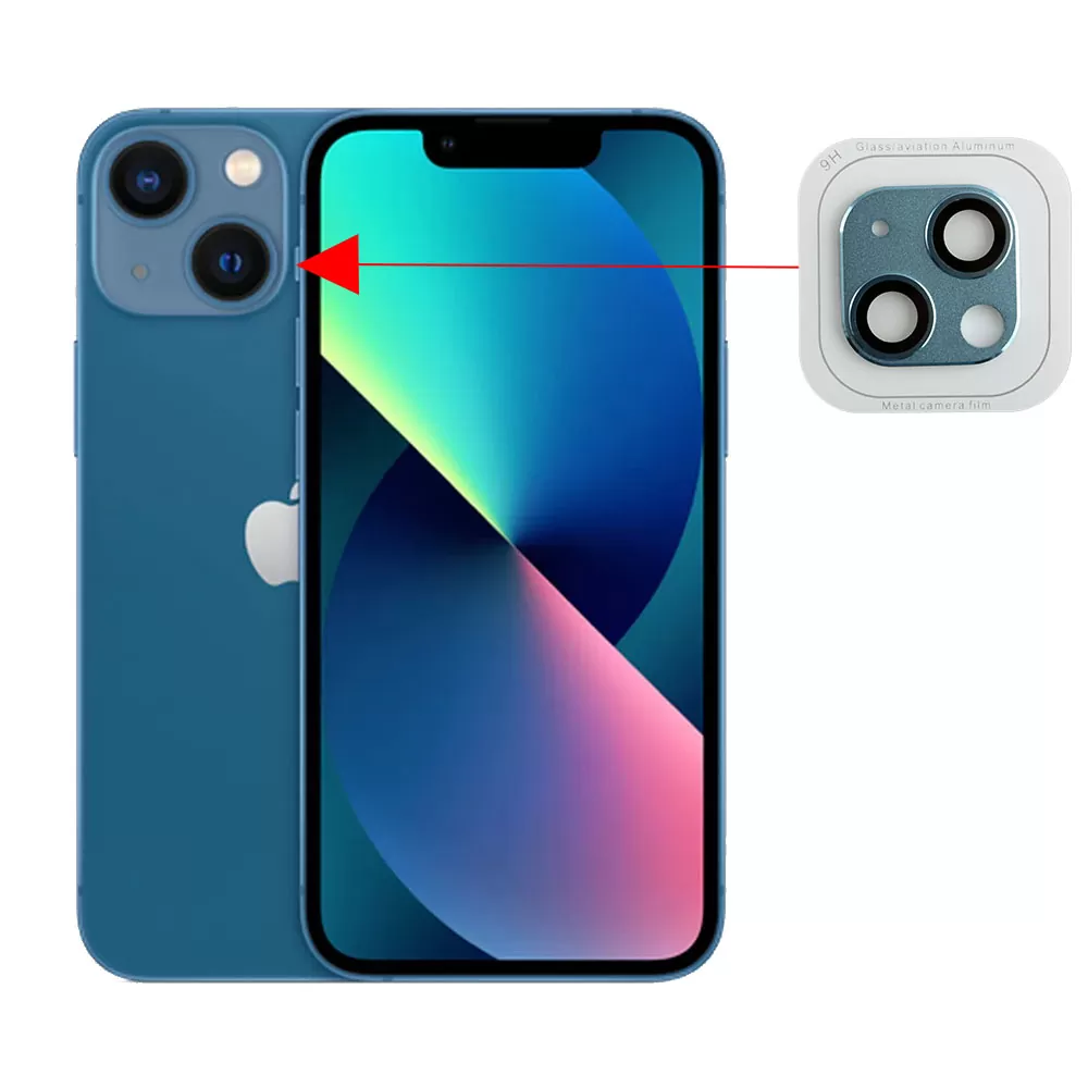 matshop.gr - VOLTE-TEL CAMERA GLASS COVER IPHONE 13 MINI 5.4"/IPHONE 13 6.1" 9H 0.30MM 3D ALUMINIUM-ELECTROPLATING FRAME BLUE