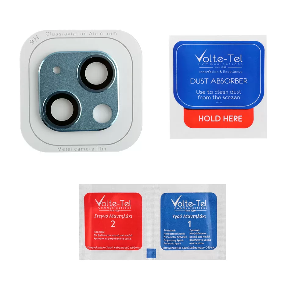 matshop.gr - VOLTE-TEL CAMERA GLASS COVER IPHONE 13 MINI 5.4"/IPHONE 13 6.1" 9H 0.30MM 3D ALUMINIUM-ELECTROPLATING FRAME BLUE