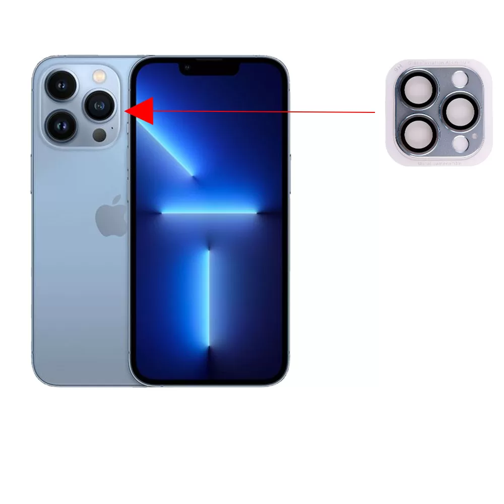 matshop.gr - VOLTE-TEL CAMERA GLASS COVER IPHONE 13 PRO 6.1"/IPHONE 13 PRO MAX 6.7" 9H 0.30MM 3D ALUMINIUM-ELECTROPLATING FRAME BLUE