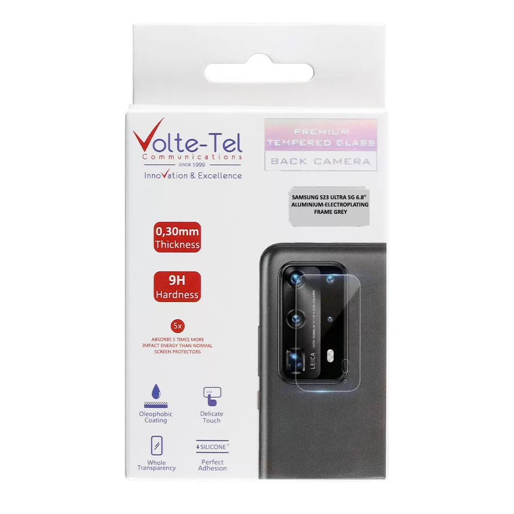matshop.gr - VOLTE-TEL CAMERA GLASS COVER SAMSUNG S23 ULTRA 5G 6.8" 9H 0.30MM 3D ALUMINIUM-ELECTROPLATING FRAME GREY