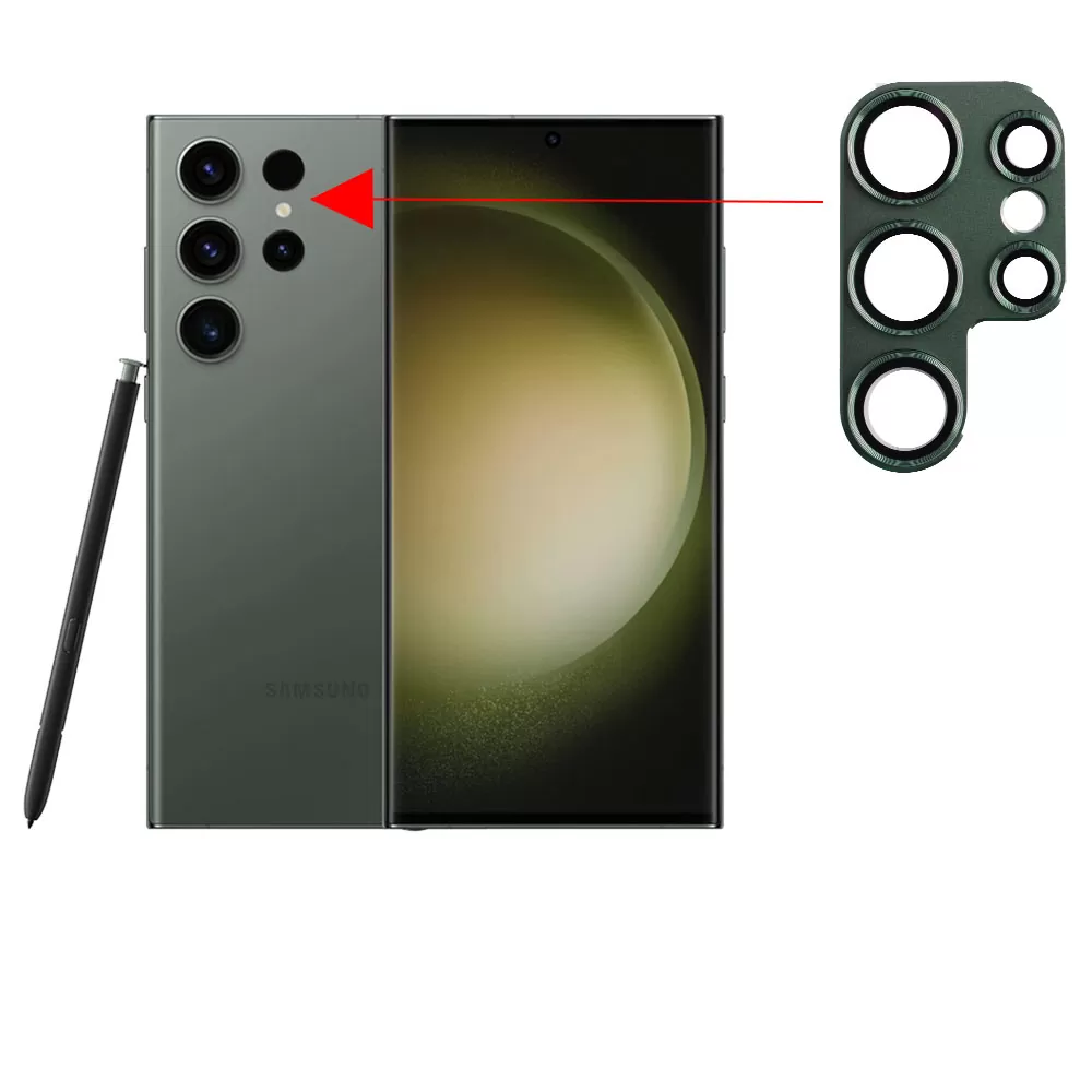 matshop.gr - VOLTE-TEL CAMERA GLASS COVER SAMSUNG S23 ULTRA 5G 6.8" 9H 0.30MM 3D ALUMINIUM-ELECTROPLATING FRAME GREEN