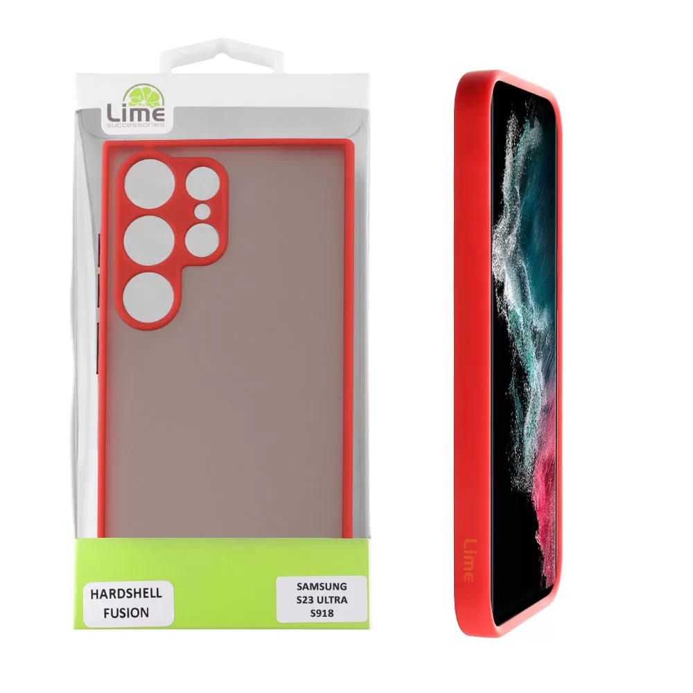matshop.gr - LIME ΘΗΚΗ SAMSUNG S23 ULTRA 5G S918 6.8" HARDSHELL FUSION FULL CAMERA PROTECTION RED WITH BLACK KEYS