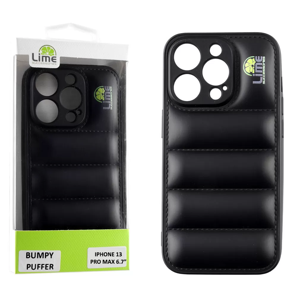 matshop.gr - LIME ΘΗΚΗ IPHONE 13 PRO MAX 6.7" BUMPY PUFFER TPU FULL CAMERA PROTECTION BLACK