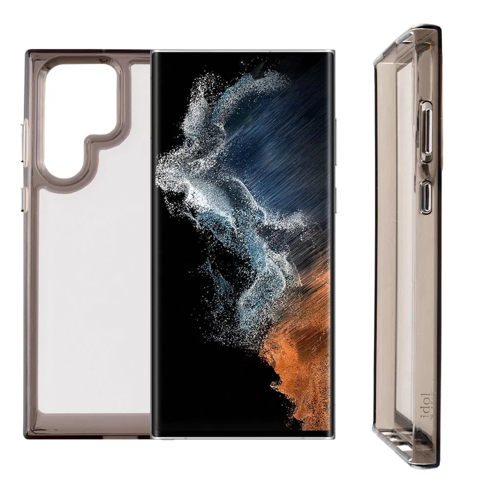 matshop.gr - IDOL 1991 ΘΗΚΗ SAMSUNG S22 ULTRA 5G S908 6.8" CRISTALYTE TPU CAMERA GUARD ΔΙΑΦΑΝΗ ΓΚΡΙ