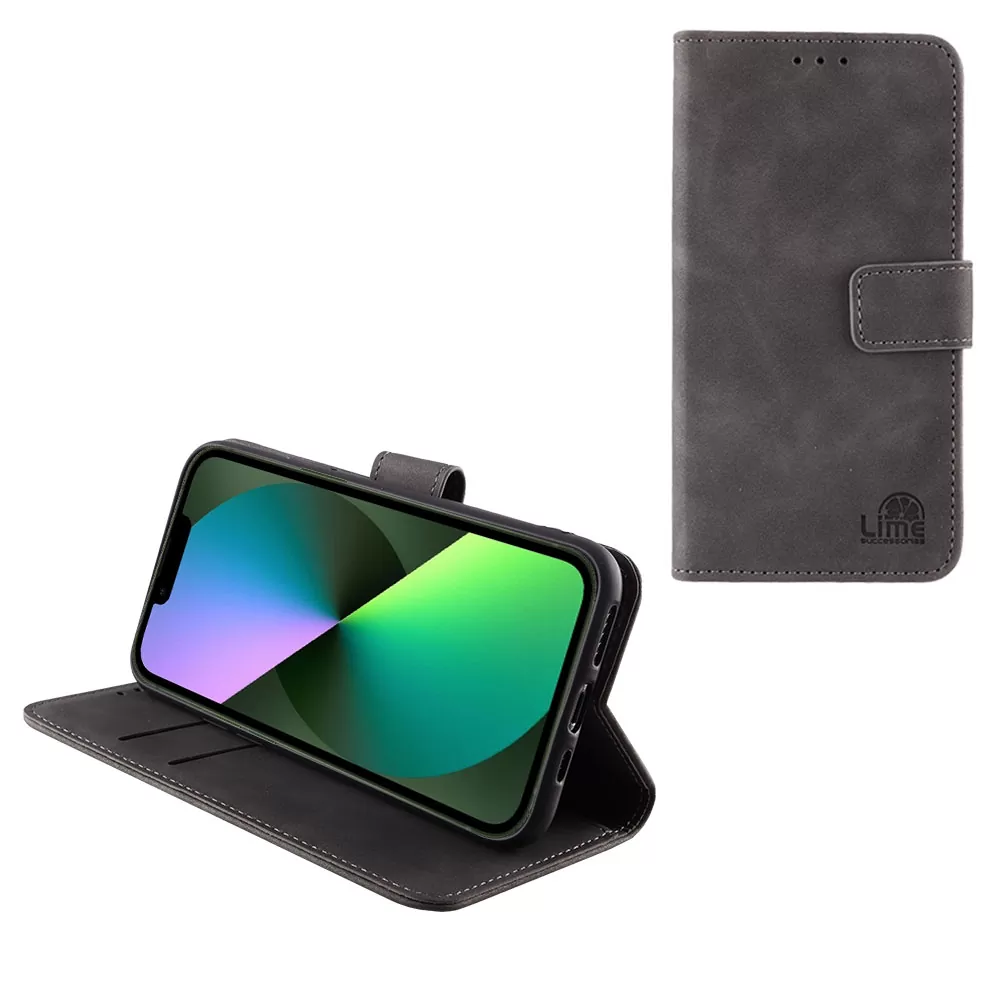matshop.gr - LIME ΘΗΚΗ IPHONE 13 MINI 5.4" ESSENTIAL MAGNET BOOK STAND CLIP GREY