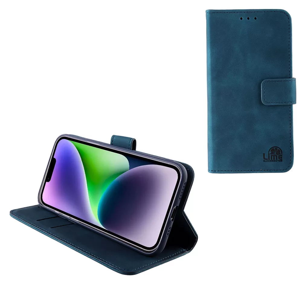 matshop.gr - LIME ΘΗΚΗ IPHONE 14 6.1" ESSENTIAL MAGNET BOOK STAND CLIP DARK BLUE