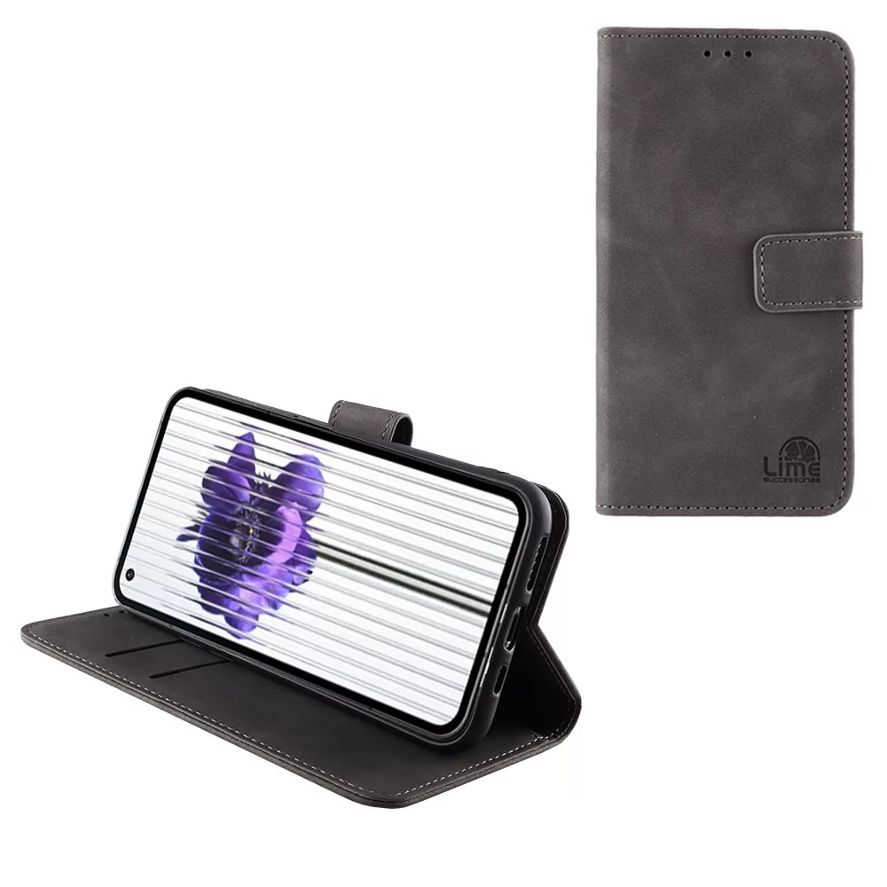 matshop.gr - LIME ΘΗΚΗ NOTHING PHONE 1 5G 6.55" ESSENTIAL MAGNET BOOK STAND CLIP GREY