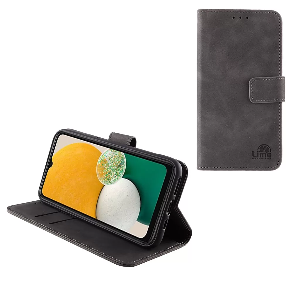 matshop.gr - LIME ΘΗΚΗ SAMSUNG A04s A047/A13 5G A136U 6.5" ESSENTIAL MAGNET BOOK STAND CLIP GREY