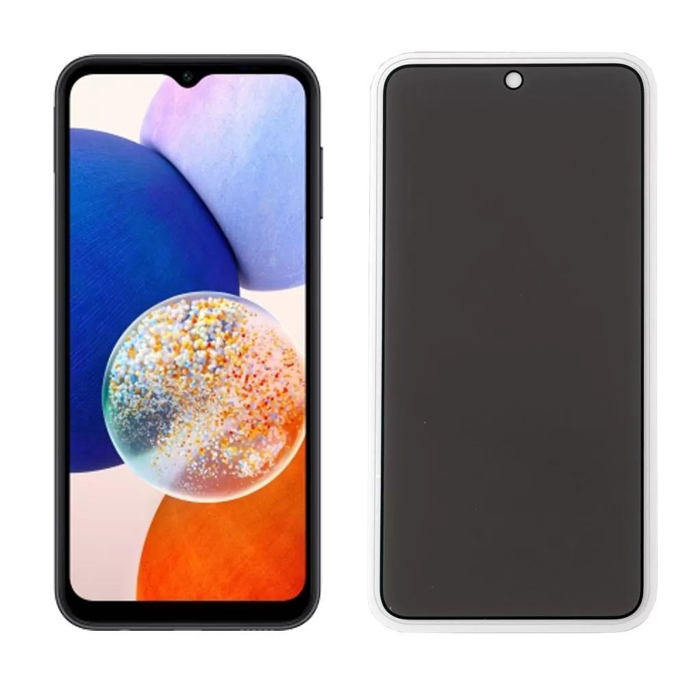 matshop.gr - IDOL 1991 TEMPERED GLASS SAMSUNG A14 4G A145/A14 5G A146 6.6" 9H 0.30mm PRIVACY ANTISPY SEMI CURVED FULL GLUE BLACK
