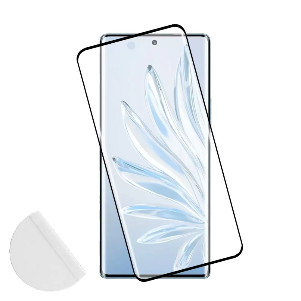 matshop.gr - IDOL 1991 TEMPERED GLASS HONOR 70 6.67" 9H 0.30mm 3D FULL GLUE SEMI CURVED FINGER UNLOCK BLACK + SQUEEZY CARD