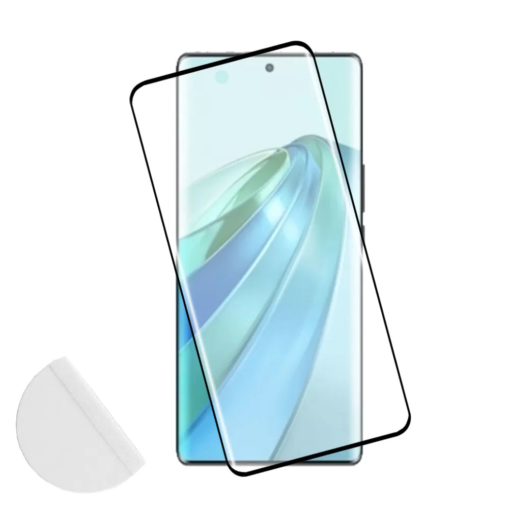 matshop.gr - IDOL 1991 TEMPERED GLASS HONOR MAGIC 5 LITE 5G 6.67" 9H 0.30mm 3D FULL GLUE SEMI CURVED FINGER UNLOCK BLACK + SQUEEZY CARD