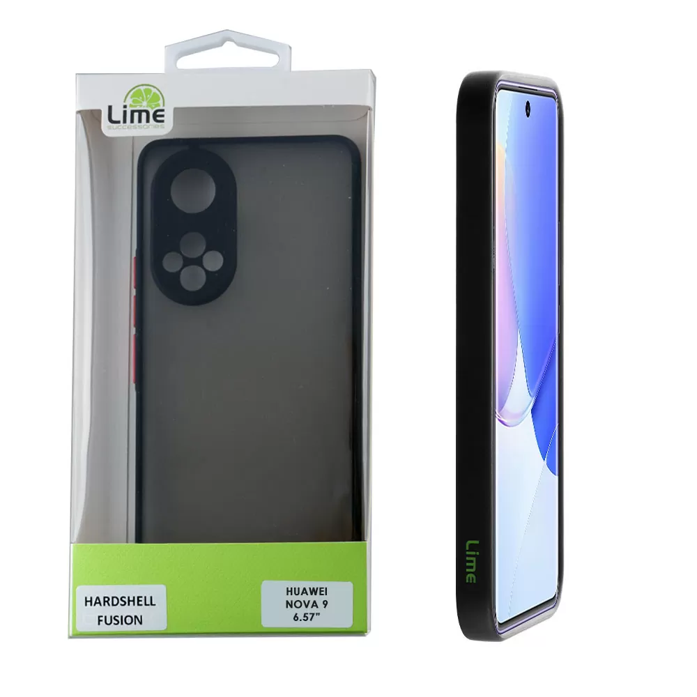 matshop.gr - LIME ΘΗΚΗ HUAWEI NOVA 9 6.57" HARDSHELL FUSION FULL CAMERA PROTECTION BLACK WITH RED KEYS