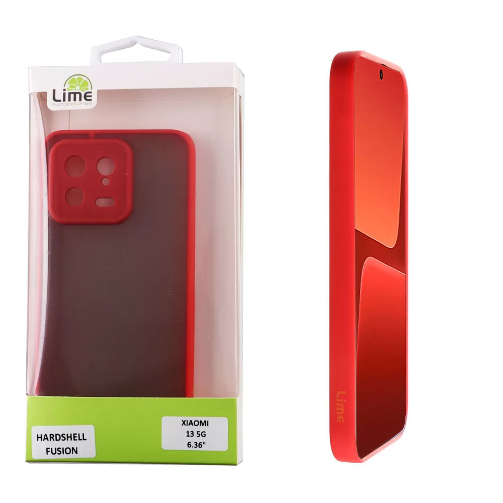 matshop.gr - LIME ΘΗΚΗ XIAOMI 13 5G 6.36" HARDSHELL FUSION FULL CAMERA PROTECTION RED WITH BLACK KEYS