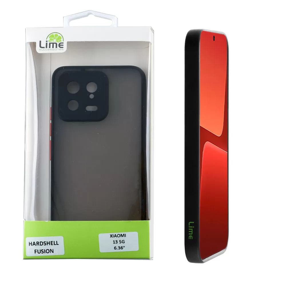 matshop.gr - LIME ΘΗΚΗ XIAOMI 13 5G 6.36" HARDSHELL FUSION FULL CAMERA PROTECTION BLACK WITH RED KEYS