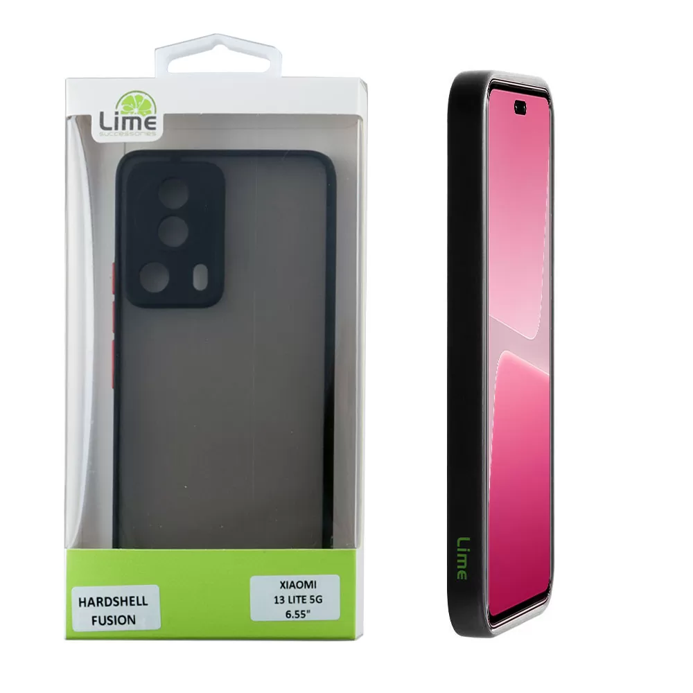matshop.gr - LIME ΘΗΚΗ XIAOMI 13 LITE 5G 6.55" HARDSHELL FUSION FULL CAMERA PROTECTION BLACK WITH RED KEYS