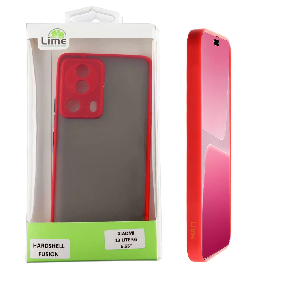 matshop.gr - LIME ΘΗΚΗ XIAOMI 13 LITE 5G 6.55" HARDSHELL FUSION FULL CAMERA PROTECTION RED WITH BLACK KEYS