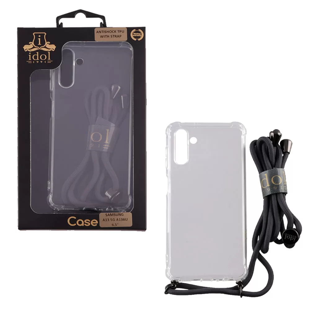 matshop.gr - IDOL 1991 ΘΗΚΗ SAMSUNG A13 5G A136U 6.5" ANTISHOCK AIR TPU WITH STRAP FULL CAMERA PROTECTION ΔΙΑΦΑΝΗ