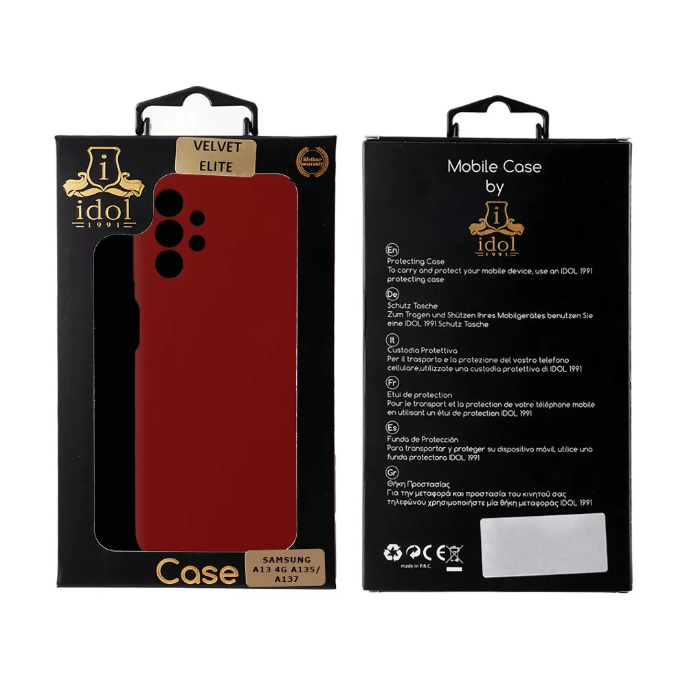 matshop.gr - IDOL 1991 ΘΗΚΗ SAMSUNG A13 4G A135/A137 6.6" VELVET ELITE TPU 4 SIDE FULL CAMERA PROTECTION RED