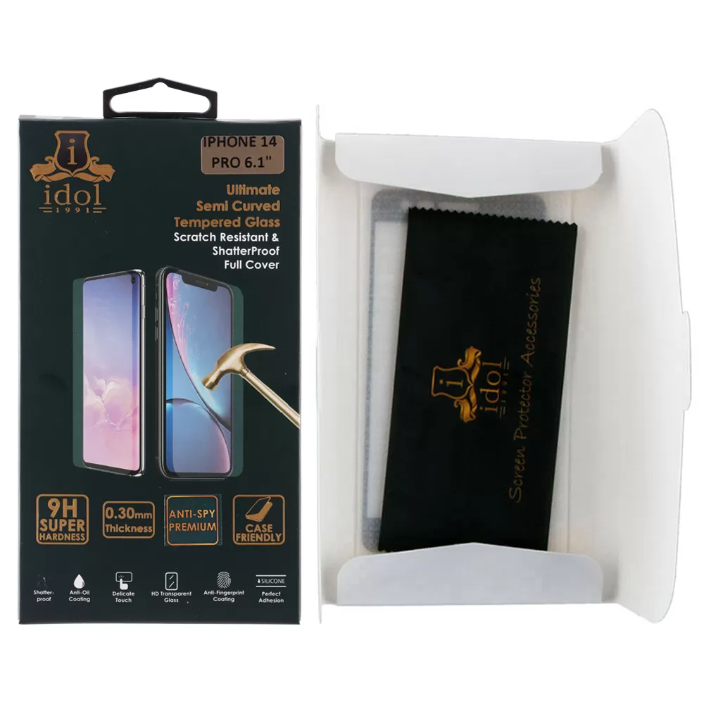 matshop.gr - IDOL 1991 TEMPERED GLASS IPHONE 14 PRO 6.1" 9H 0.30mm PRIVACY ANTISPY SEMI CURVED FULL GLUE BLACK