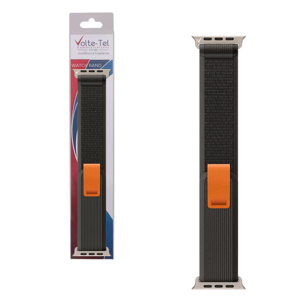 matshop.gr - VOLTE-TEL ΛΟΥΡΑΚΙ ΡΟΛΟΓΙΟΥ APPLE WATCH 42/44/45/49mm TRAIL LOOP BLACK-ORANGE VT102