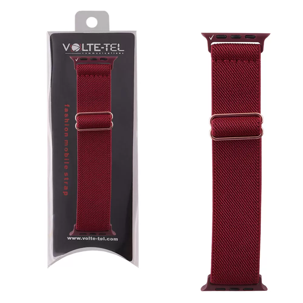 matshop.gr - VOLTE-TEL ΛΟΥΡΑΚΙ ΡΟΛΟΓΙΟΥ APPLE WATCH 42/44/45/49mm ELASTIC BRAIDED NYLON BURGUNDY RED VT101