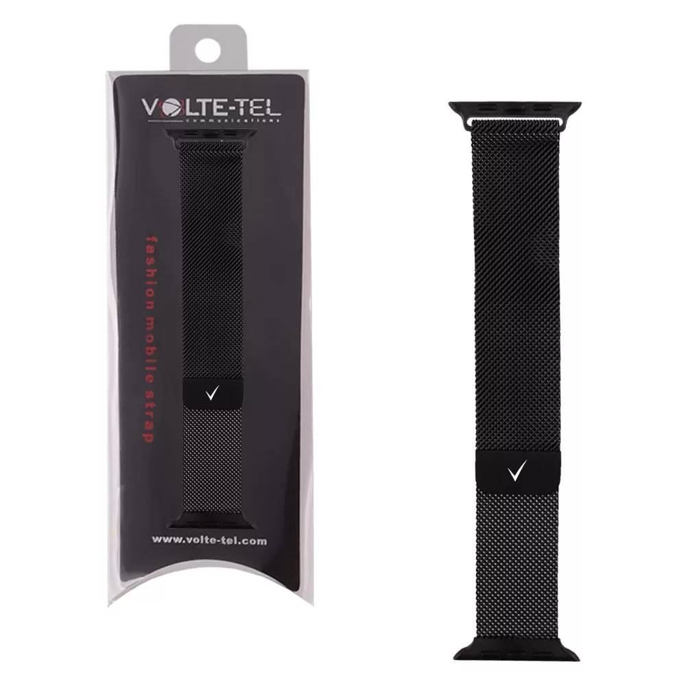 matshop.gr - VOLTE-TEL ΛΟΥΡΑΚΙ ΡΟΛΟΓΙΟΥ ΑΝΟΞΕΙΔΩΤΟ ΑΤΣΑΛΙ APPLE WATCH 42/44/45/49mm MILANESE BLACK VT109