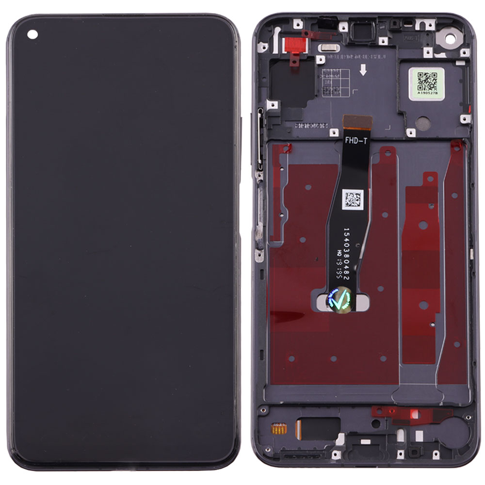 matshop.gr - HONOR 20/HUAWEI NOVA 5T ΟΘΟΝΗ + TOUCH SCREEN + LENS + FRAME BLACK 3P OR