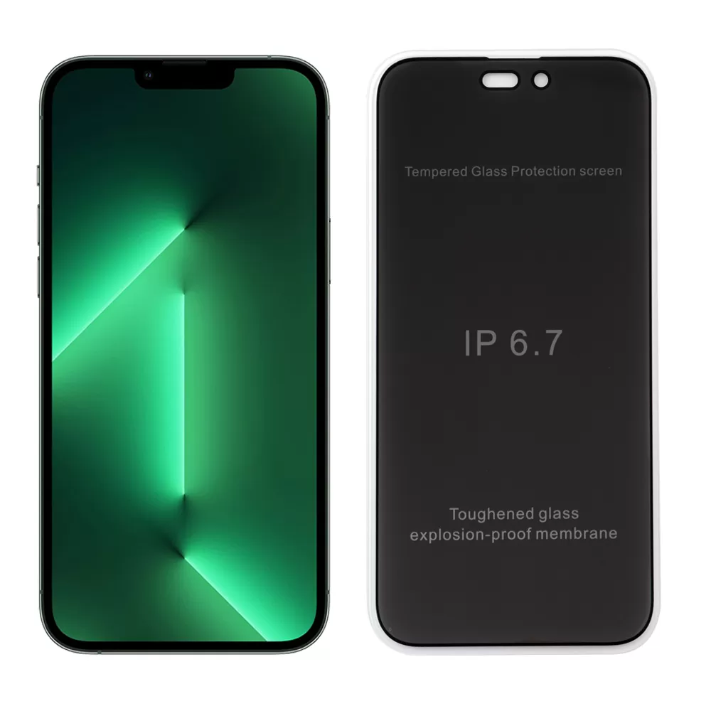 matshop.gr - IDOL 1991 TEMPERED GLASS IPHONE 14 PRO MAX 6.7" 9H 0.30mm PREMIUM PRIVACY ANTISPY SEMI CURVED FULL GLUE BLACK