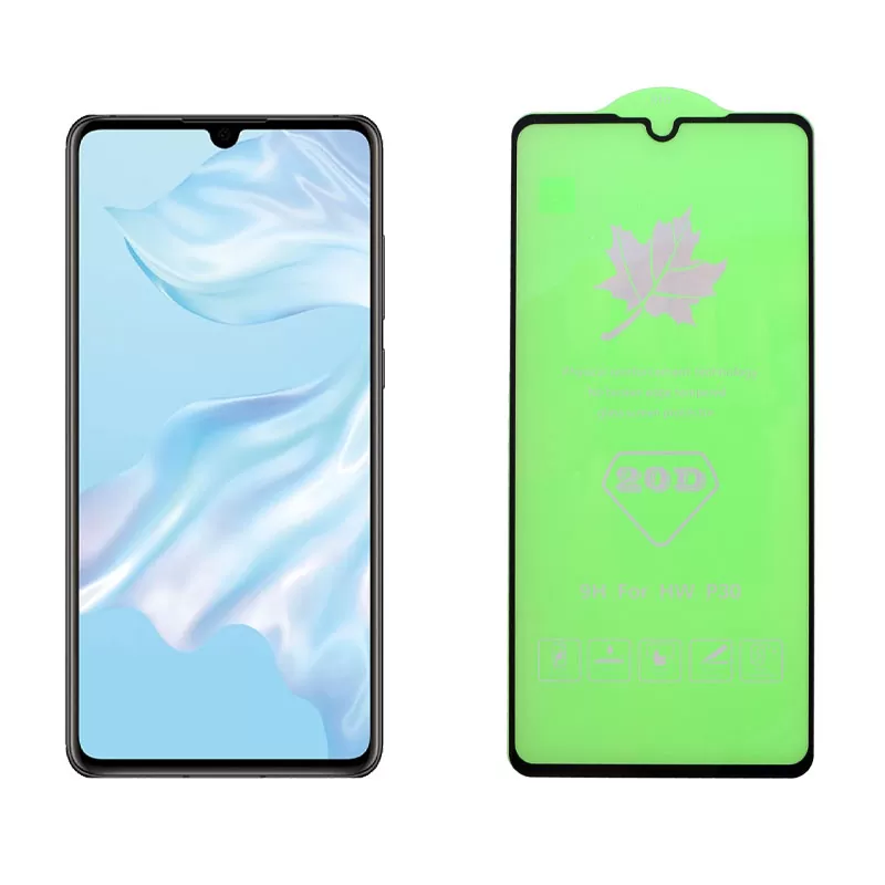matshop.gr - IDOL 1991 TEMPERED GLASS HUAWEI P30 6.1" 9H 0.25mm 20D FULL GLUE SEMI CURVED FINGER UNLOCK BLACK