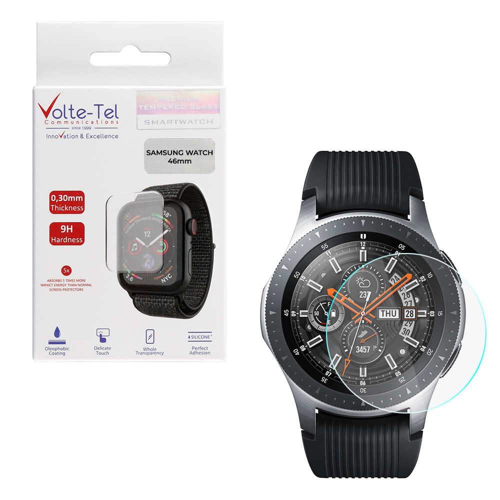 matshop.gr - VOLTE-TEL TEMPERED GLASS SAMSUNG WATCH 46mm R800/R805 1.30" 9H 0.30mm 2.5D FULL GLUE FULL COVER