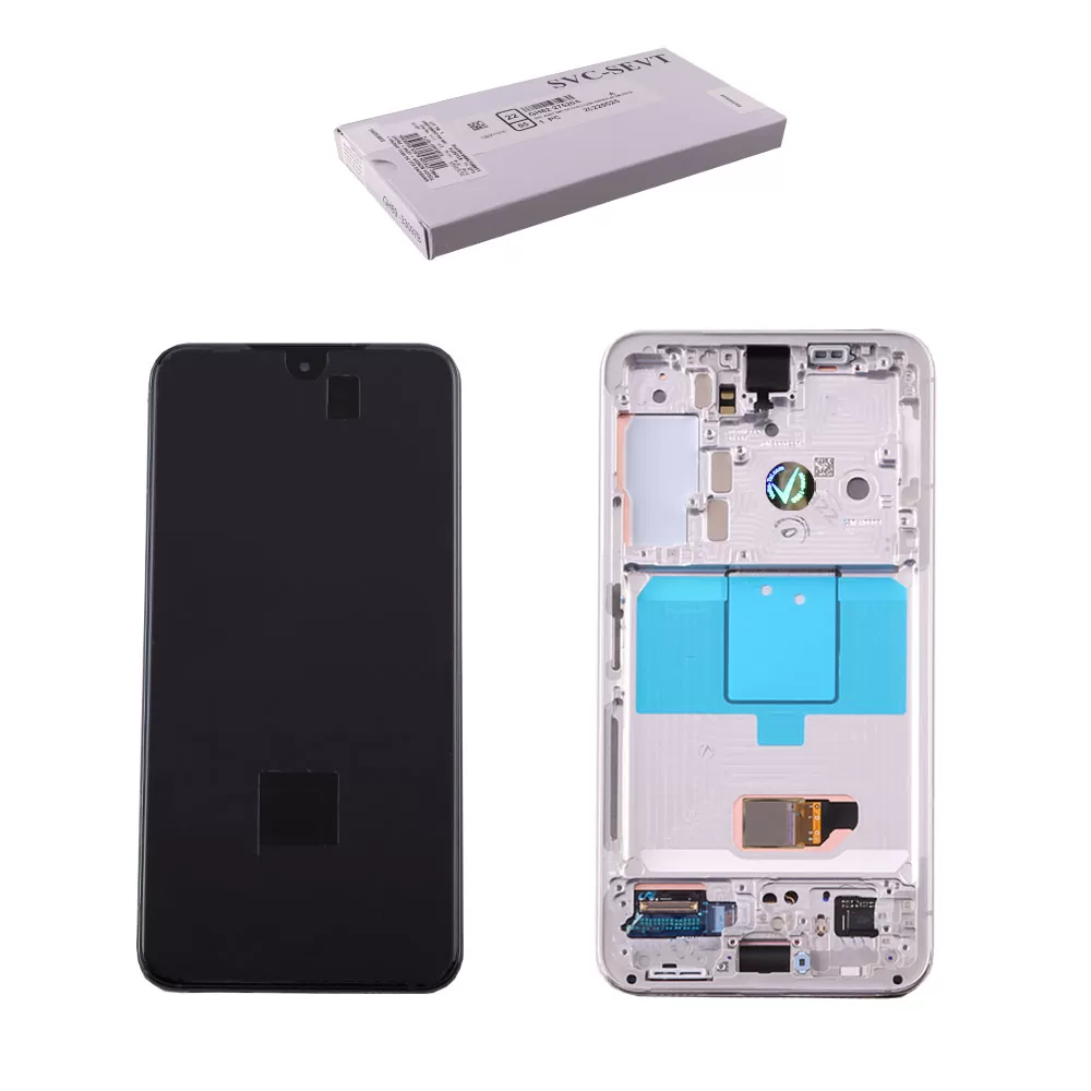 matshop.gr - SAMSUNG S22 5G S901 ΟΘΟΝΗ + TOUCH SCREEN + LENS + FRONT GH82-27520B WHITE ORIGINAL SERVICE PACK