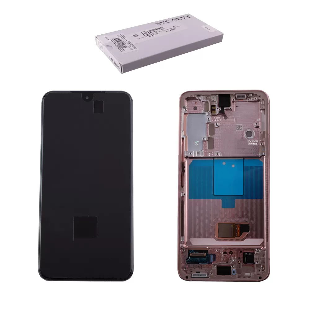 matshop.gr - SAMSUNG S22 5G S901 ΟΘΟΝΗ + TOUCH SCREEN + LENS + FRONT GH82-27520D PINK GOLD ORIGINAL SERVICE PACK