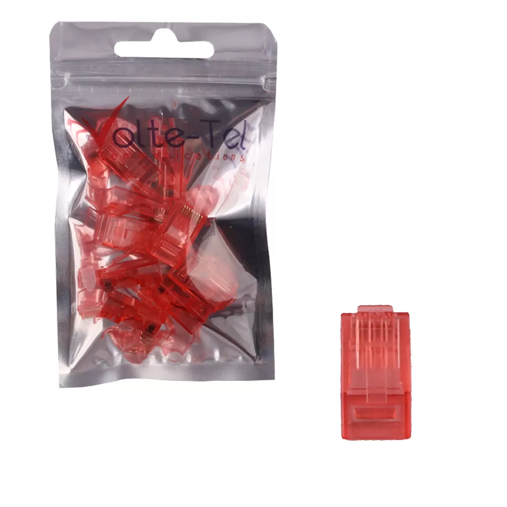 matshop.gr - VOLTE-TEL ΦΙΣ ΤΗΛΕΦΩΝΙΚΗΣ ΓΡΑΜΜΗΣ / ΔΙΚΤΥΟΥ RJ45 8P8C UTP CAT C6 MALE 6+2 PIN ΓΙΑ ΣΤΡΟΓΓΥΛΑ ΚΑΛΩΔΙΑ ΚΟΚΚΙΝΟ