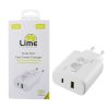 matshop.gr - LIME TYPE C GAN PD 3.0 DUAL SUPER FAST TRAVEL LTC75W 75W 4.0A PD 54W + USB QC 3.0 21W WHITE