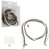 matshop.gr - VOLTE-TEL NECK STRAP - ΑΛΥΣΙΔΑ ΛΑΙΜΟΥ ΓΙΑ ΘΗΚΕΣ WHITE PEARLS WITH BLACK LEATHER-GOLD METAL VT424 120cm