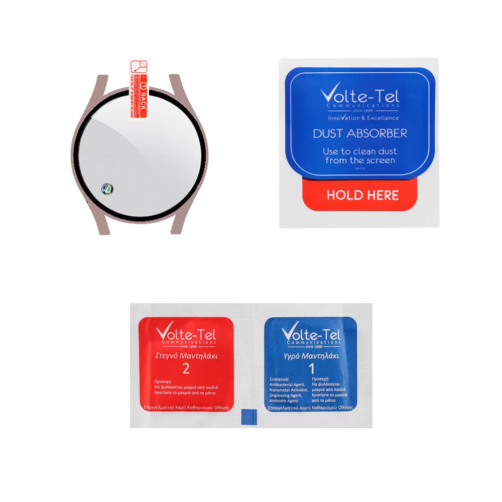 VOLTE-TEL TEMPERED GLASS SAMSUNG WATCH 5 PRO R920 45mm 1.4" 9H 0.30mm PC EDGE COVER WITH KEY 3D FULL GLUE FULL COVER BLACK