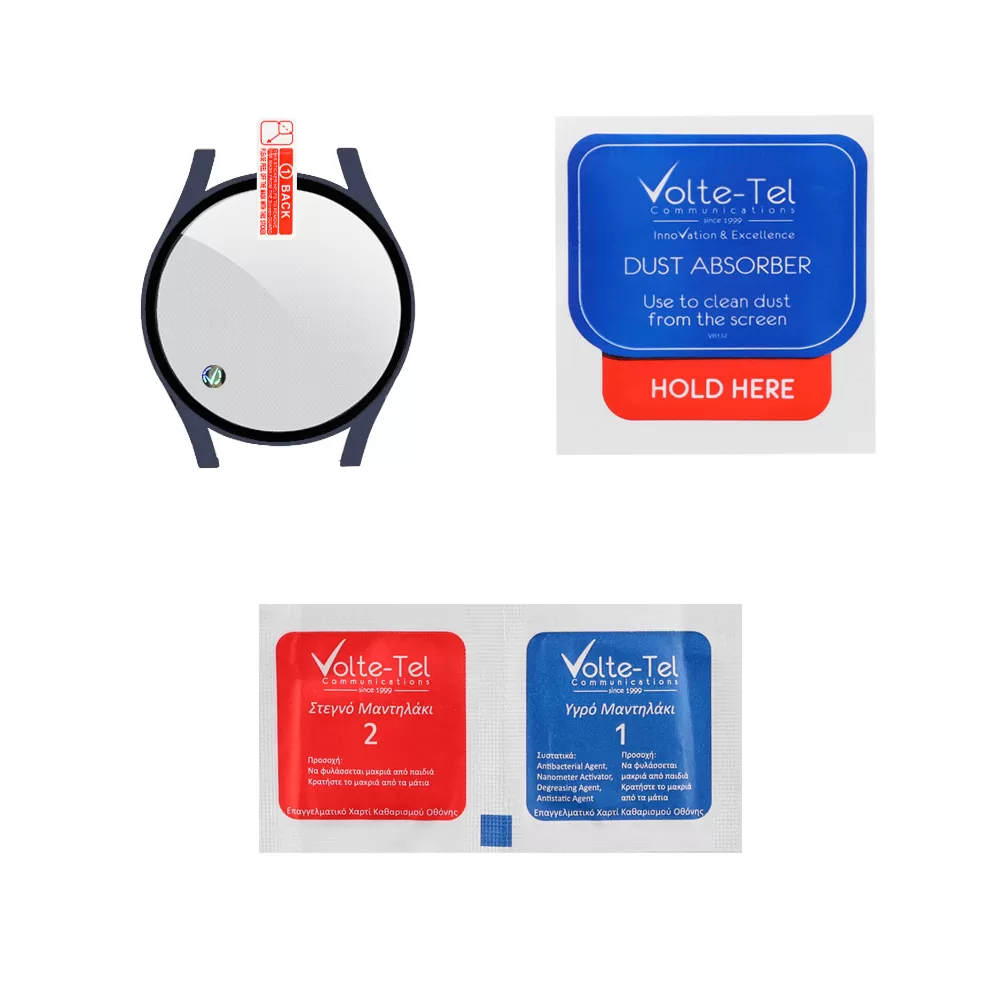 VOLTE-TEL TEMPERED GLASS SAMSUNG WATCH 5 44mm 1.4" 9H 0.30mm PC EDGE COVER WITH KEY 3D FULL GLUE FULL COVER GREEN (Copy)